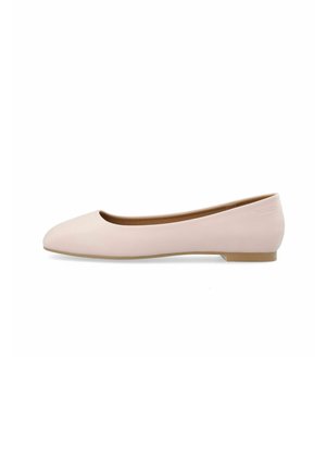 Ljust rosa ballerina i slät material, med rund tå och låg klack, med en enkel, ren design utan synliga detaljer.