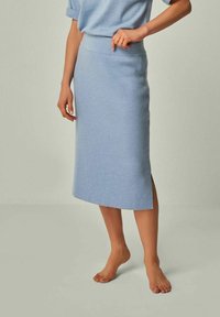 YOU LOOK PERFECT ERIKA - MERINO SKIRT IN RIB KNIT - Bleistiftrock - himmelblau