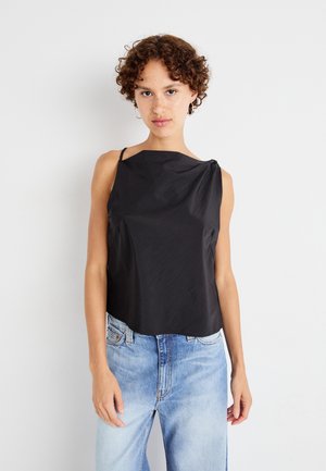 FITTED BOATNECK DRAPE - Top - black