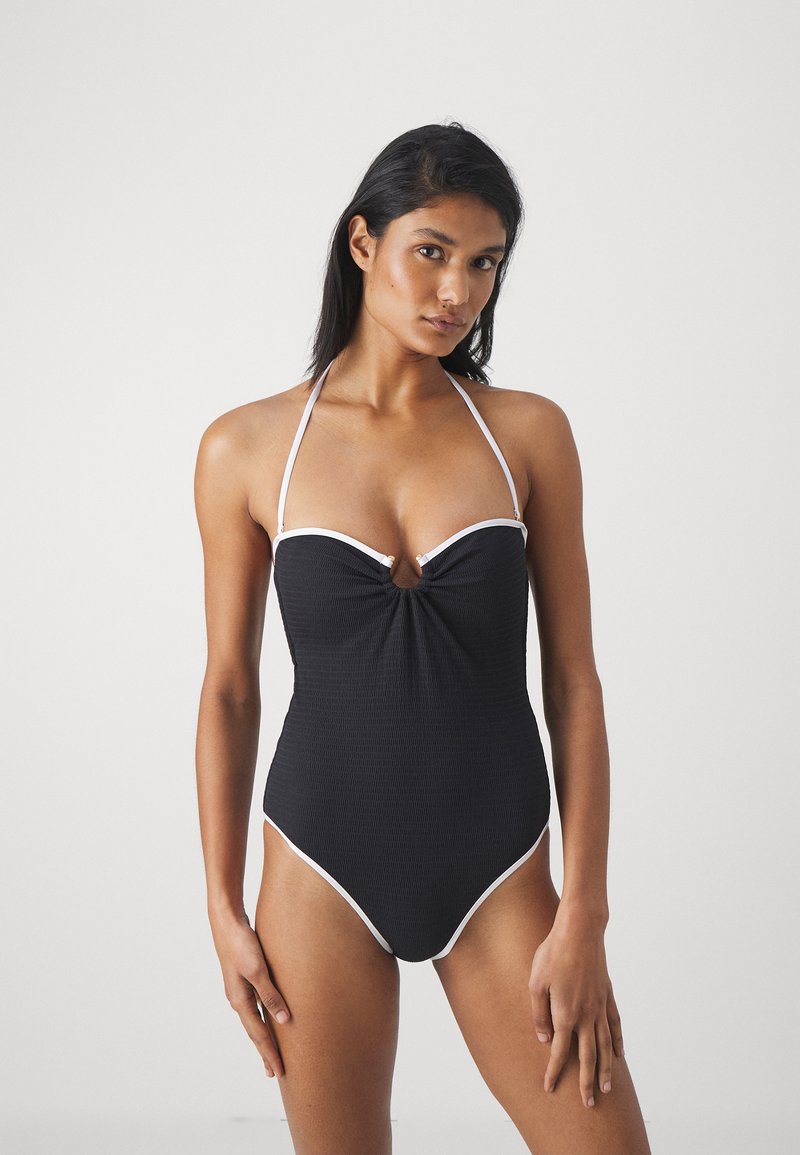 SHEKINI Eendelig badpak voor dames, elegante badjurk, zwemrok, retro, rugvrij, ruches, badjurk, buikweg, zwemjurk, badrok, L