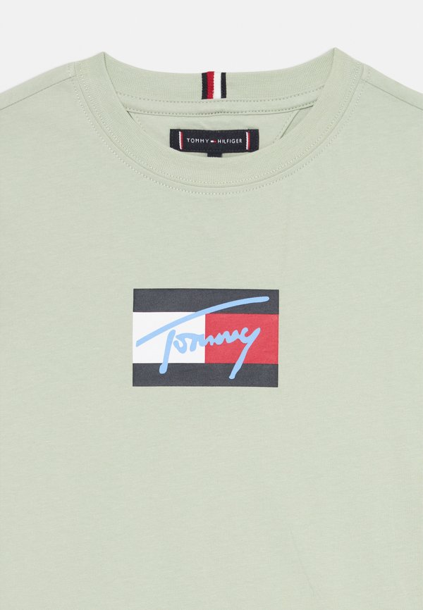 SCRIPT FLAG UNISEX - Print T-shirt - misty sage3