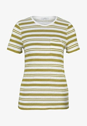 T-shirt basic - white green irregular stripe