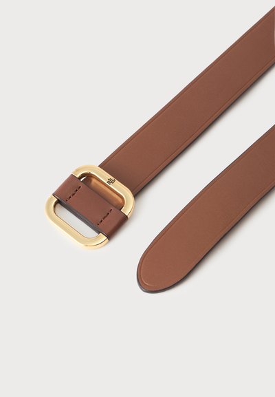 Ralph Lauren Women\'s Logo-Keeper Leather Skinny Brown Leather Belt with Gold $85 LAUREN RALPH LAUREN Logo-Keeper Metallic Leather Skinny Belt  main image 2