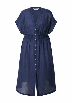 TEXTURED BUTTON-DOWN CAP SLEEVE  - Freizeitkleid - denim blue