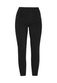 Fekete leggings puha, ruganyos anyagból. Magas derékrésszel és oldalsó zsebekkel rendelkezik, sima, textúrált felülettel.