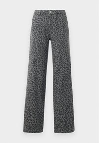 ONLCOBAIN REG WIDE ANIMAL PANT - Wide Leg - black