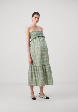OLMMILEY STRAP SMOCK MIDI DRESS - Jurk - hedge green