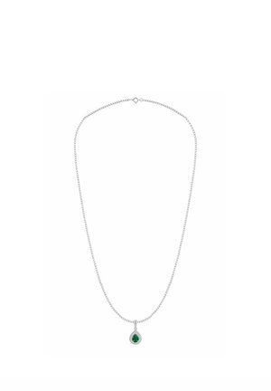 DIAMOND AND CREATED EMERALD - Náhrdelník - white gold-coloured