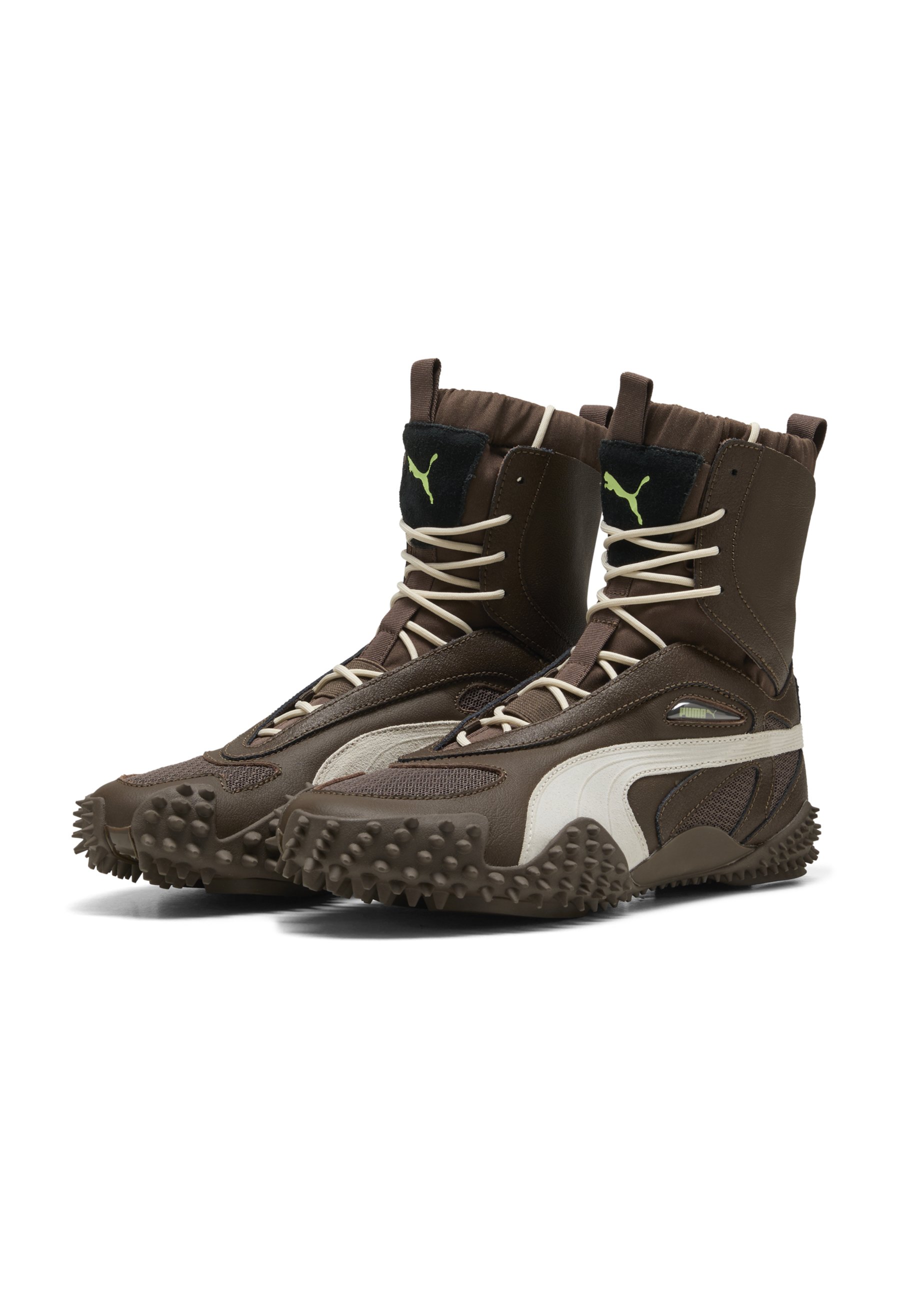 靴 Puma Leather Lace Up Boots Puma MOSTRO MID - Lace-up ankle boots - chocolate-alpine snow