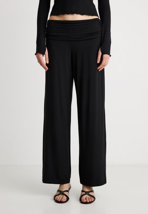 FOLDED WIDE YOGA TROUSERS - Pantaloni - black