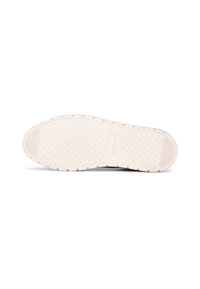 Suola in gomma di colore bianco sporco con un motivo testurizzato a forma di diamante e scanalature per la presa. Spigoli lisci e aree rinforzate.