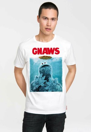 LOGOSHIRT SESAMSTRASSE KRÜMELMONSTER - Print T-shirt - altweiss