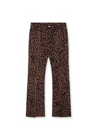 Leggings marrones acampanados con un estampado de leopardo negro. Presenta una cómoda cintura elástica y un pequeño detalle de logo en el lateral.