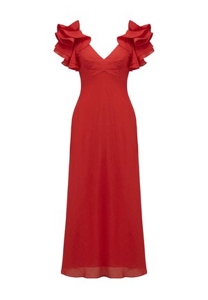 Forever New RYLIE RUFFLE SHOULDER MIDI DRESS - Proginė apranga - red