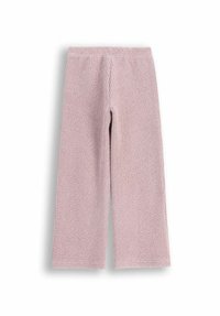 Miękkie różowe, dziane spodnie o szerokich nogawkach z elastycznym pasem, zaprojektowane z myślą o wygodzie i codziennym noszeniu.