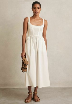 Reiss REGULAR FIT - KORI PERFORATED MIDI  - Freizeitkleid - ivory