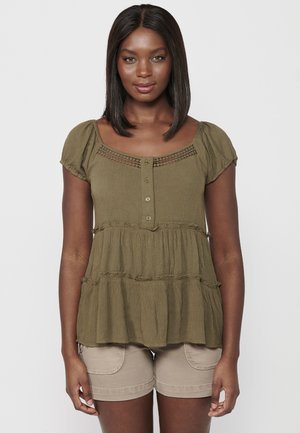 SHORT-SLEEVED - Blouse - kaki khaki