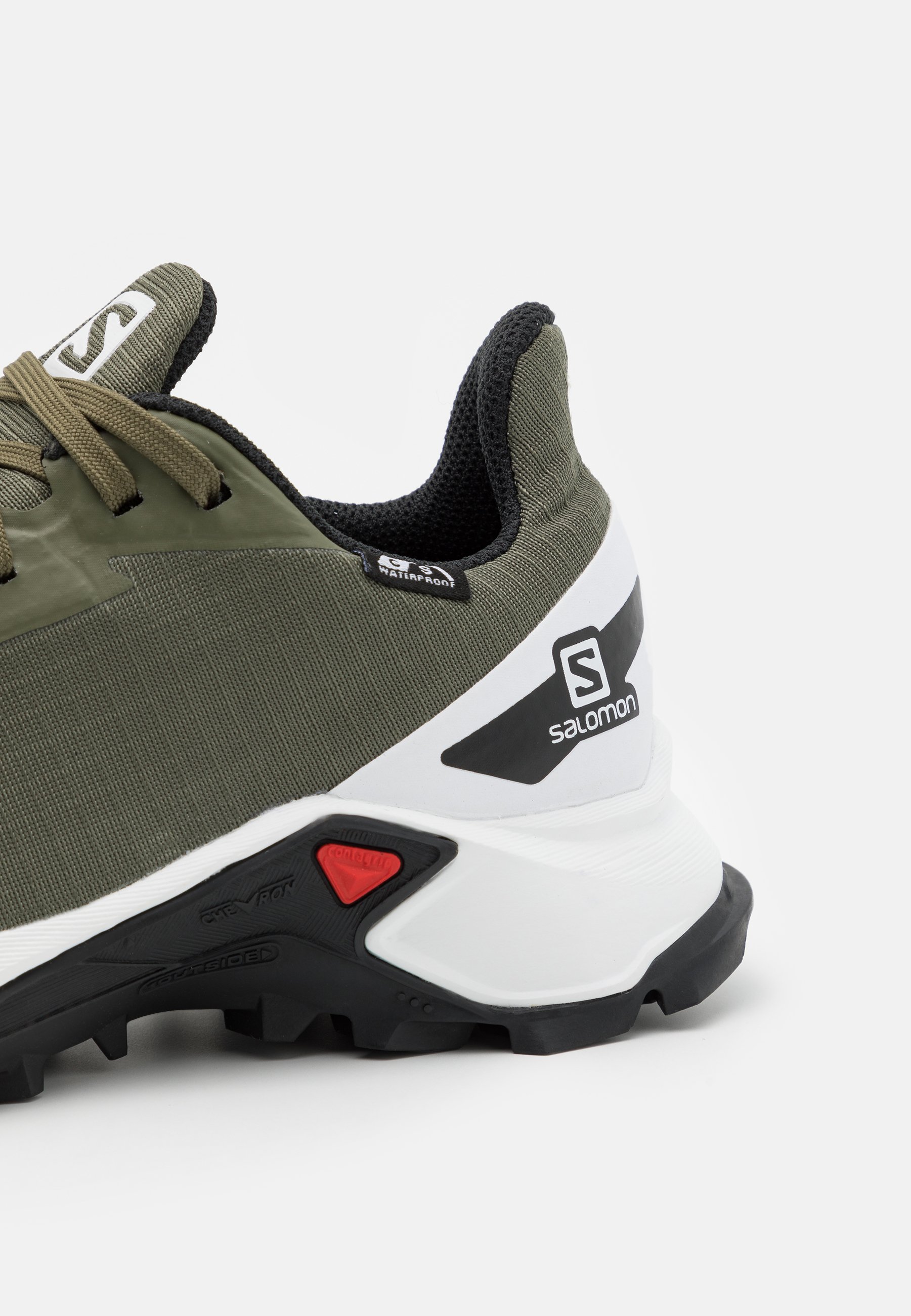 Salomon ALPHACROSS BLAST WATERPROOF J - Hiking shoes - olive  night/white/black/khaki - Zalando.de