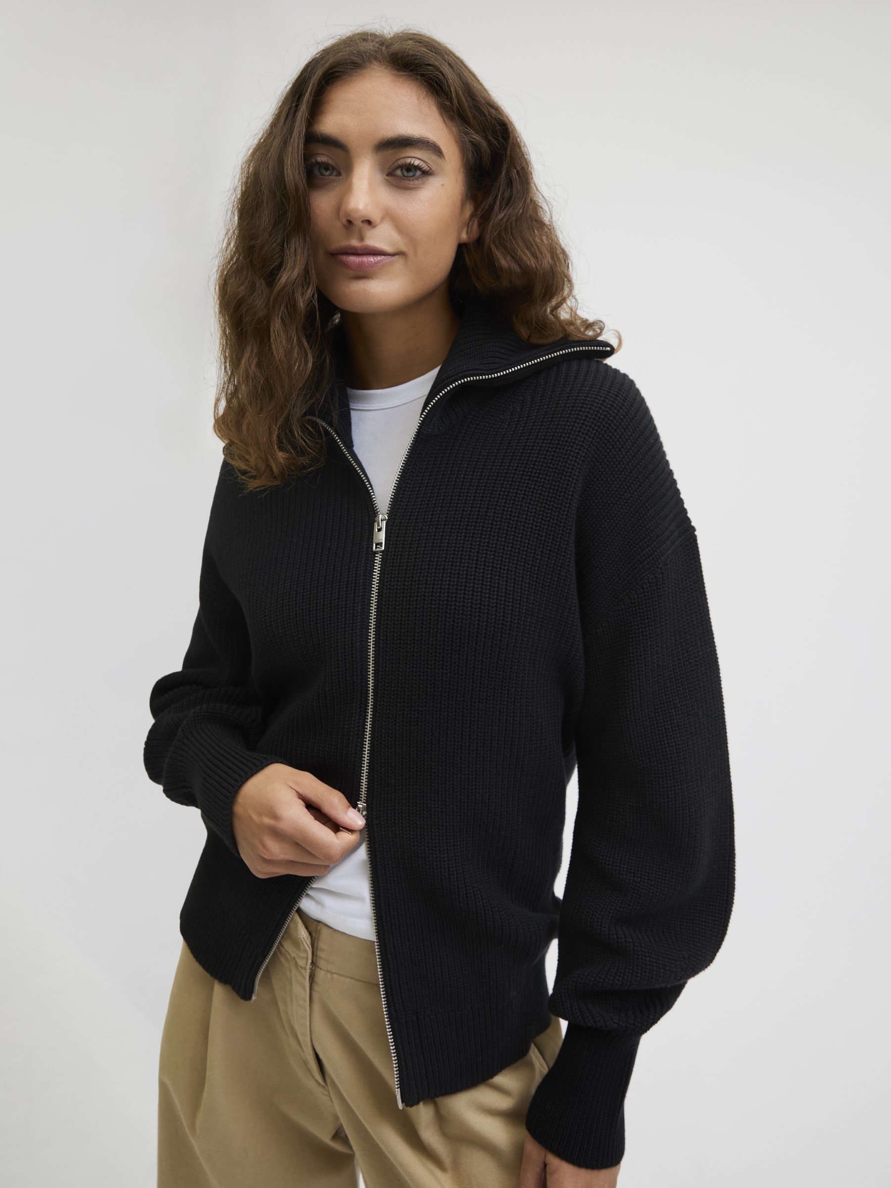 JJXX JXADELINE TWIST ZIP CARDIGAN KNIT - Cardigan - black - Zalando