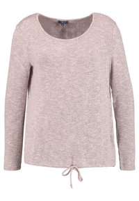 Maglietta a maniche lunghe rosa chiaro con scollo rotondo, morbido tessuto a maglia e dettaglio con cordoncino all'orlo. Vestibilità standard, design casual.
