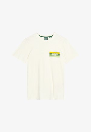 Superdry & Co, CALI STRIPED - Camiseta estampada - off white slub