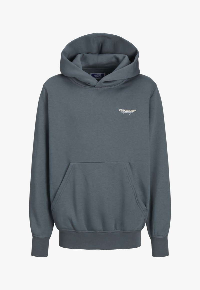 Gray cotton hoodie with a front pocket, adjustable drawstring hood, ribbed cuffs, and a small "ORIGINALS" logo on the chest.