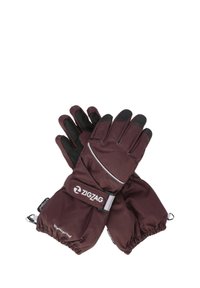 Bordeaux waterdichte handschoenen met getextureerde vingertoppen, elastische manchetten en reflecterende accenten. Voorzien van het logo "ZIGZAG" op de band.