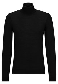 Svart långärmad polotröja med en figursydd silhuett och ribbade muddar och nederkant.