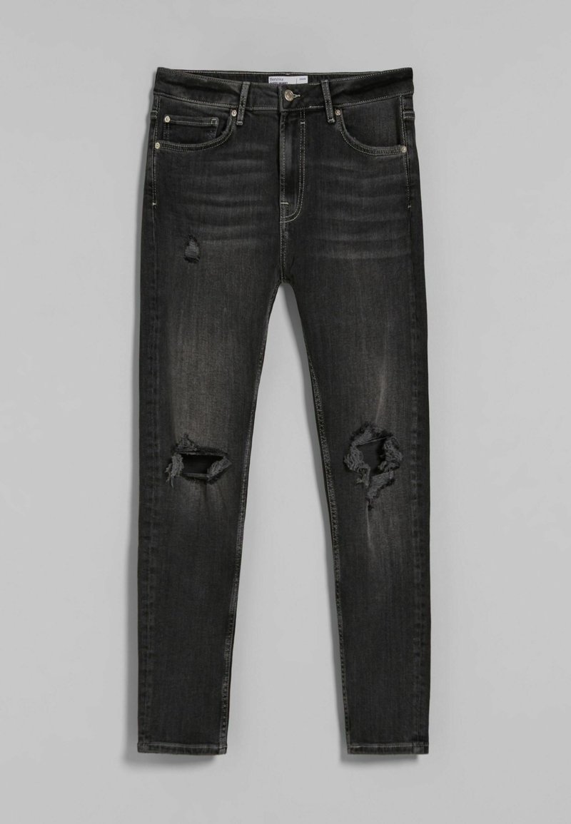 Bershka Slim fit jeans donkergrijs gemêleerd Bershka Slim fit jeans donkergrijs gemêleerd