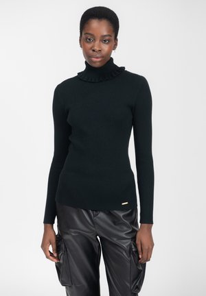 FRILLED COLLAR  - Striktrøje - black