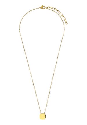 Delicate gouden ketting met een kleine achthoekige gouden hanger en verstelbare karabijnsluiting.