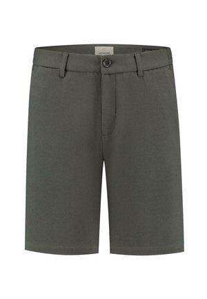 Zöld, texturált anyagból készült rövidnadrág, elülső gombos zárással és két oldalsó zsebel. Normál szabású, egyenes fazonú.