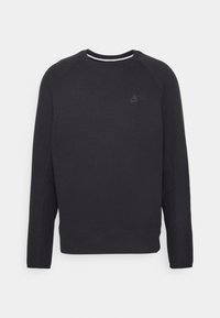 Zwarte sweatshirt van zacht stof, met een ronde halslijn, lange raglanmouwen en een klein zwart Nike-logo op de borst.