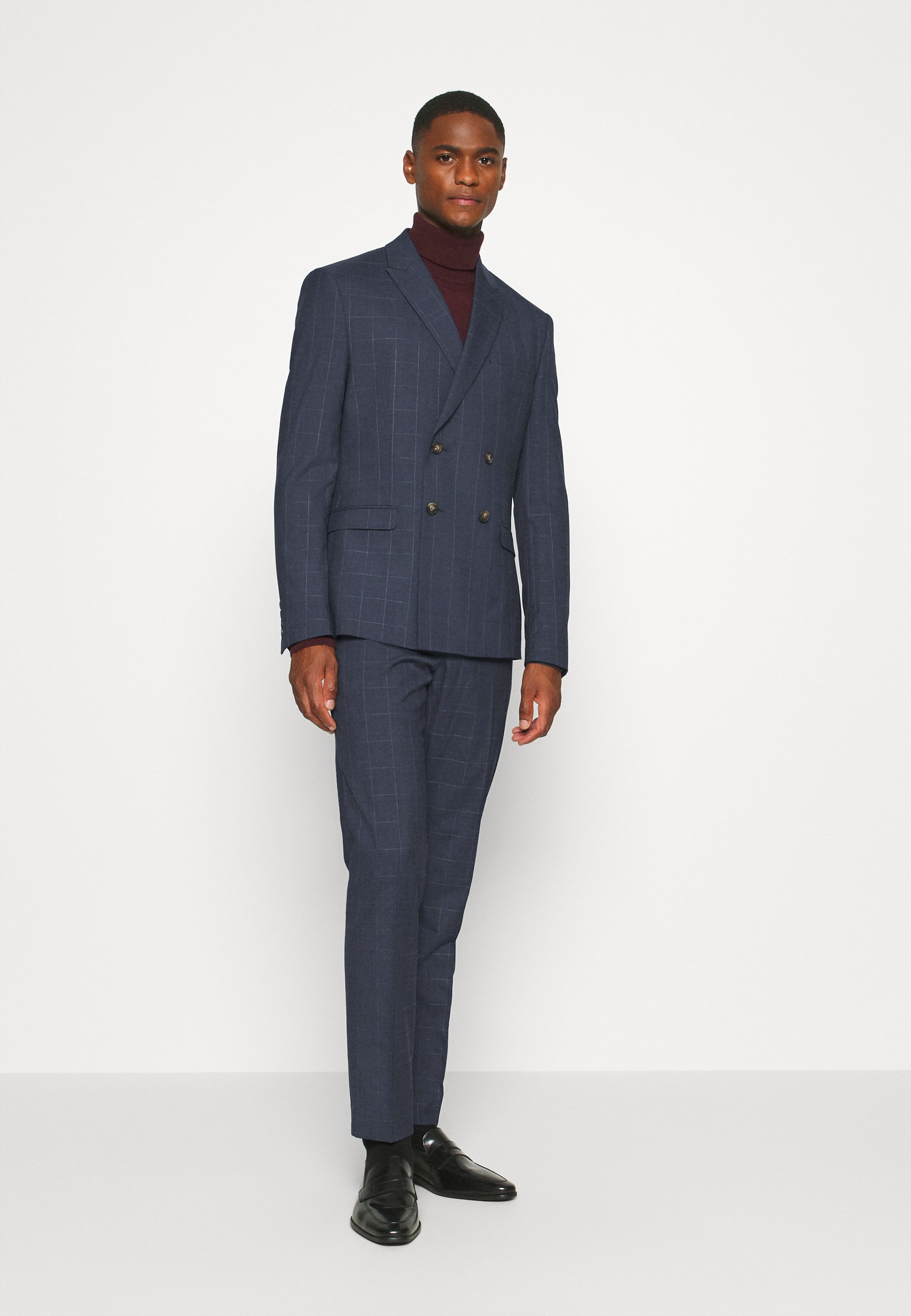 Isaac Dewhirst DOUBLE BREASTED WINDOWPANE CHECK SUIT Dress Isaac Dewhirst CHECK SUIT DOUBLE BREASTED - Dress - dark blue
