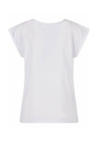 Hvid t-shirt med korte ærmer, rund halsudskæring, afslappet pasform og bl�ødt bomuldsstof. Glat tekstur, ingen mønstre eller detaljer.