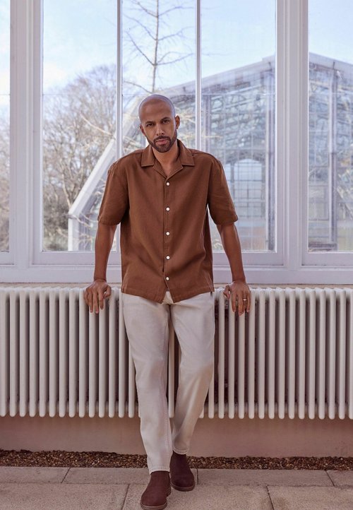 Men's Striped Black & White Relaxed Fit Cuban Collar Shirt & Casual Shorts Co-ord Set
