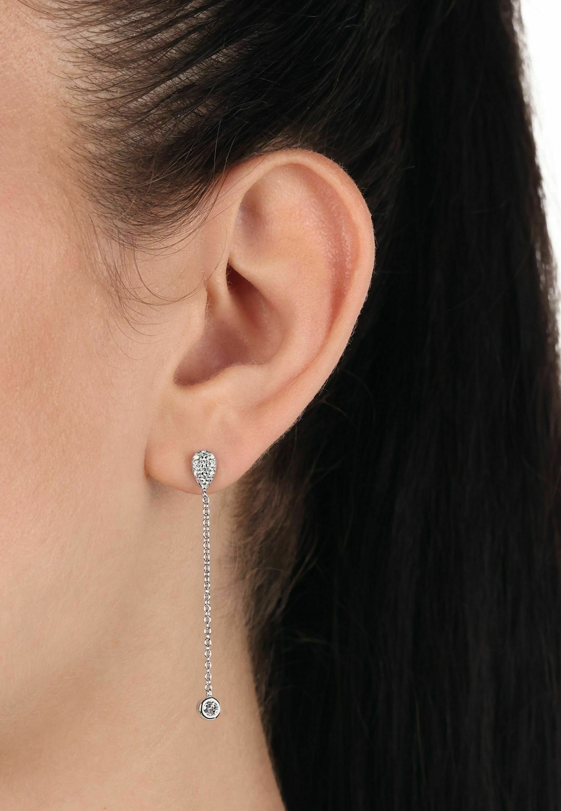 Amor Ohrstecker Aus 925er Sterling Silber Rhodiniert – Mit 2 Zirkonia-Steinen, 9 Mm Größe, In Schmuckbox, Perfekt Als Geschenk