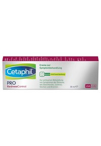 Cetaphil PRO Redness Control cream tube, 30 ml, features a white and purple design, with product details and usage instructions in green and black text.