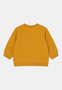 Geel sweatshirt met lange mouwen, gebreide manchetten en een ronde halslijn. Zachte textuur, minimalistisch ontwerp, geen zichtbare patronen of accenten.