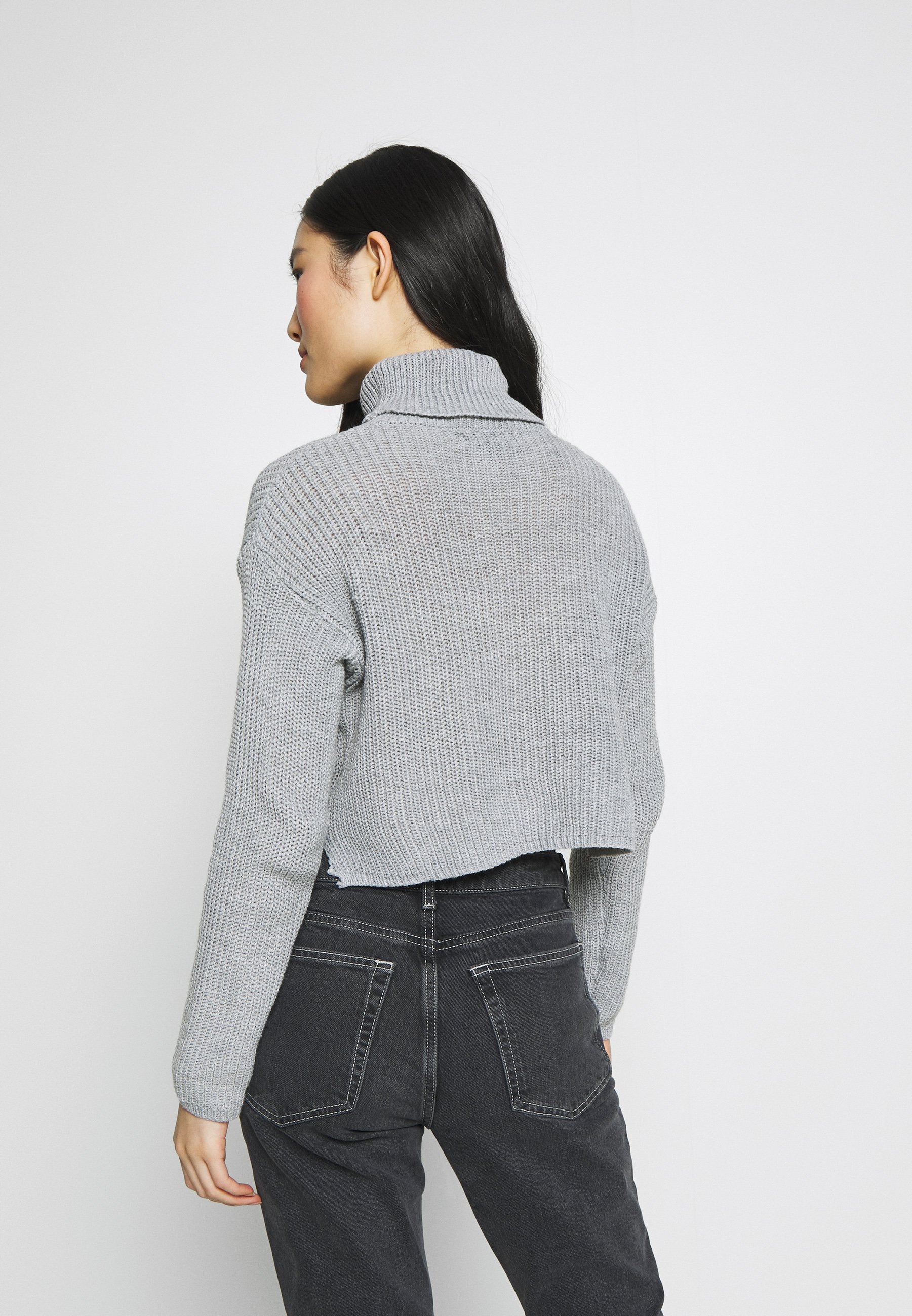 Missguided ROLL NECK CROP JUMPER Trui grey Zalando.nl Missguided ONE SHOULDER Trui greyGrijs Zalando.nl