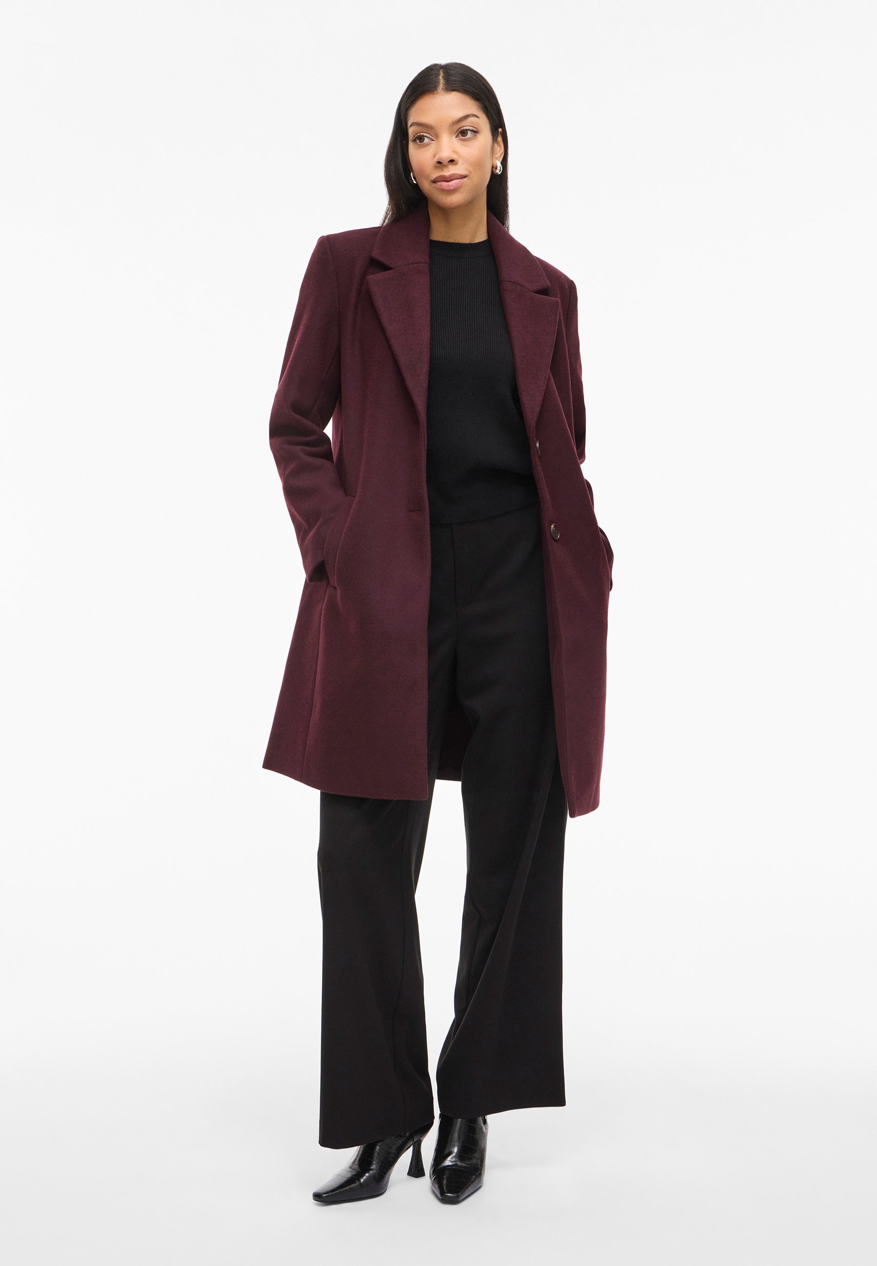 VILA VILUNNA COAT - Mantel - brown lentil melange/bruin