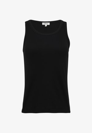 Zwarte mouwloze tanktop van ribstof, met een ronde hals en minimale stiksels, geschikt voor casual draag.