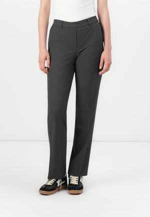 OBJLISA STRAIGHT PANT - Trousers - medium grey melange