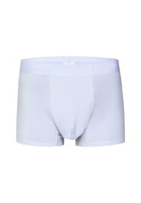 Fehér férfi boxer alsónadrág széles derékszíjjal, amely szoros és kényelmes illeszkedésre lett tervezve.