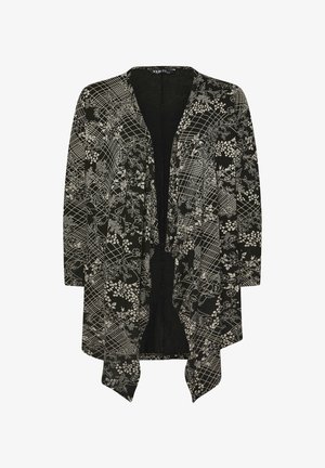 Yours Clothing ABSTRACT FLORAL PRINT WATERFALL - Cardigan - black
