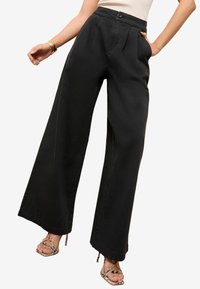 WIDE LEG - Hlače - black