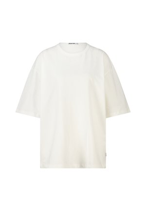Effen wit T-shirt met korte mouwen en ronde hals, een losse pasvorm en een klein label aan de zijnaden.
