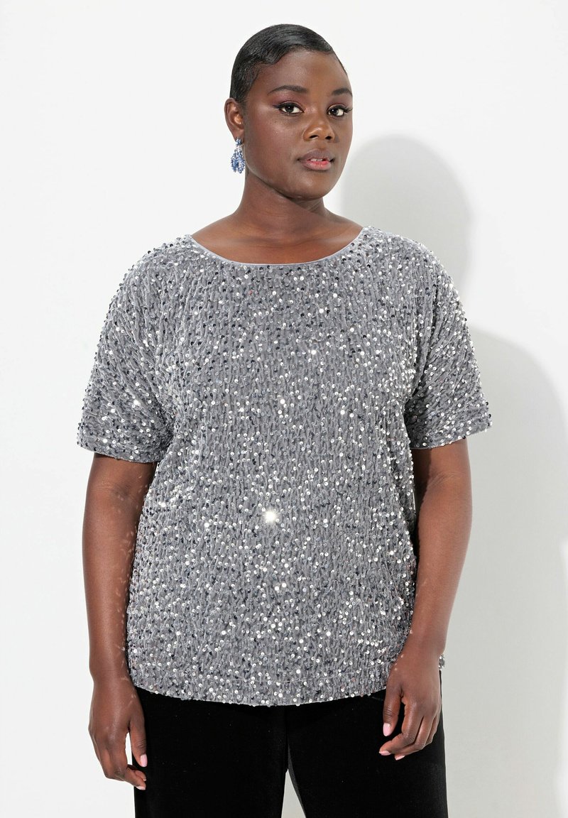 Ulla Popken SHORT SLEEVE  - Blůza - silver