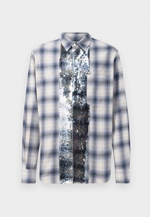 SEQUIN PLAID SHIRT - Shirt - white/blue