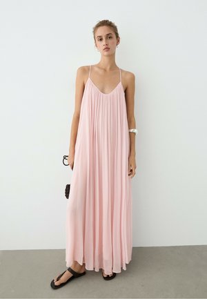 Massimo Dutti, FLOWING PLEATED SPAGHETTI STRAP DRESS, różowy
